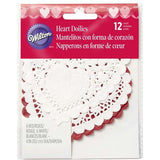 Red & White Doilies 10 cm, Wilton ~ Улаан & Цагаан зүрхэн хэлбэртэй цаас 10 см