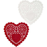 Red & White Doilies 10 cm, Wilton ~ Улаан & Цагаан зүрхэн хэлбэртэй цаас 10 см