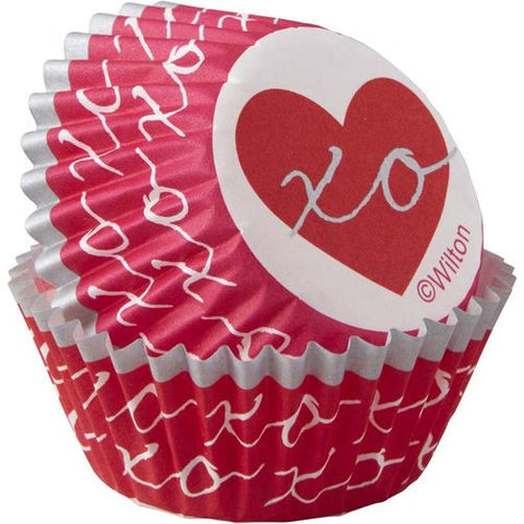 Cupcake liners mini Heartfelt Valentine, Wilton ~ Кексны жижиг цаас, зүрхэн хээтэй