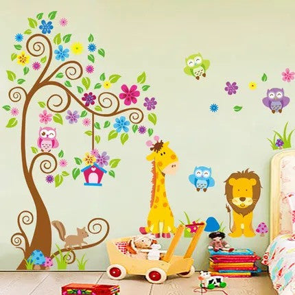 Wall sticker "Giraffe & Lion" ~ "Анааш, арслан" хананд наадаг цаас