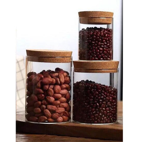 Glass container with cork lid ~ Таглаатай шилэн сав